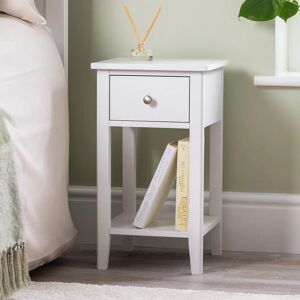 Christow Ilsington Slim White Bedside Table - White