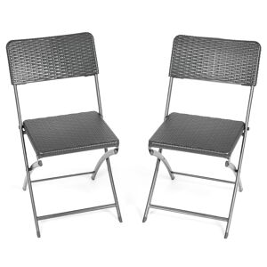 Christow Folding Rattan Effect Chairs (2 Pack) - Multi Coloured