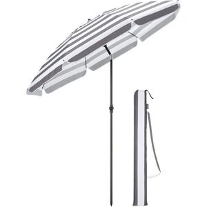 Christow Striped Beach Parasol - Grey - Striped