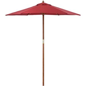 Christow 2m Wooden Parasol - Burgundy - Burgundy