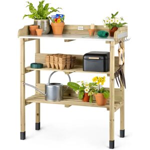 Christow Wooden Potting Table With Storage - Natural Wood