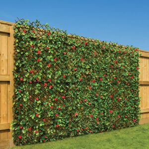 Christow Trellis With Red Flowers (1m x 2m) - Red
