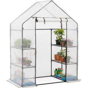 Christow Walk In Greenhouse With Reinforced Cover (6ft4 x 4ft7 x 2ft4) - Clear