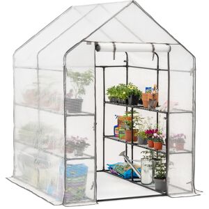 Christow Walk In Greenhouse With Reinforced Cover (6ft4 x 4ft7 x 4ft7) - Clear