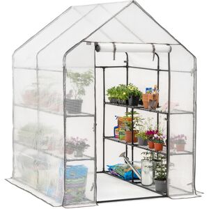 Christow Walk In Greenhouse With Reinforced Cover (6ft4 x 4ft7 x 4ft7) - Clear