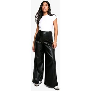 Boohoo Womens Maternity Over Bump Pu Wide Leg Trouser - Black - Size 16 Uk