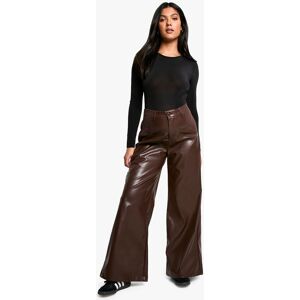 Boohoo Womens Maternity Over Bump Pu Wide Leg Trouser - Chocolate - Size 8 Uk