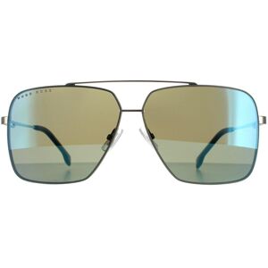 Hugo Boss Round Mens Ruthenium Havana Kaki Blue Mirror 1325/s - Silver Metal (Archived) - One Size