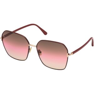 Tom Ford Womens Ft0839 69f Claudia-02 Shiny Bordeaux Sunglasses - Red Metal - One Size