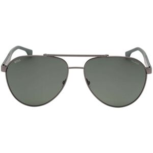 Hugo Boss Mens Grey Green Polarized Lens Matte Ruthenium Sunglasses - Silver - One Size