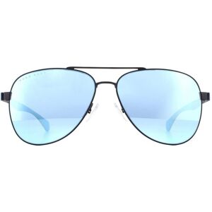 Hugo Boss Mens Classic Aviator Matte Blue Mirror Sunglasses, Size: 60x14x145mm Metal - Size 60x14x145mm