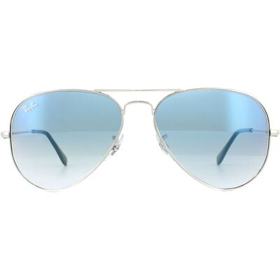 Ray-Ban Aviator Mens Silver Gradient Light Blue Sunglasses Metal - Size 62x14x140mm Ray-Ban Aviator Mens Silver Gradient Light Blue Sunglasses Metal - Size 62x14x140mm