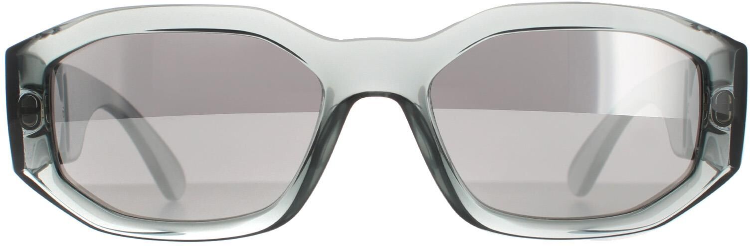 Versace Rectangle Unisex Transparent Grey Light Silver Mirror Ve4361 Sunglasses - One Size