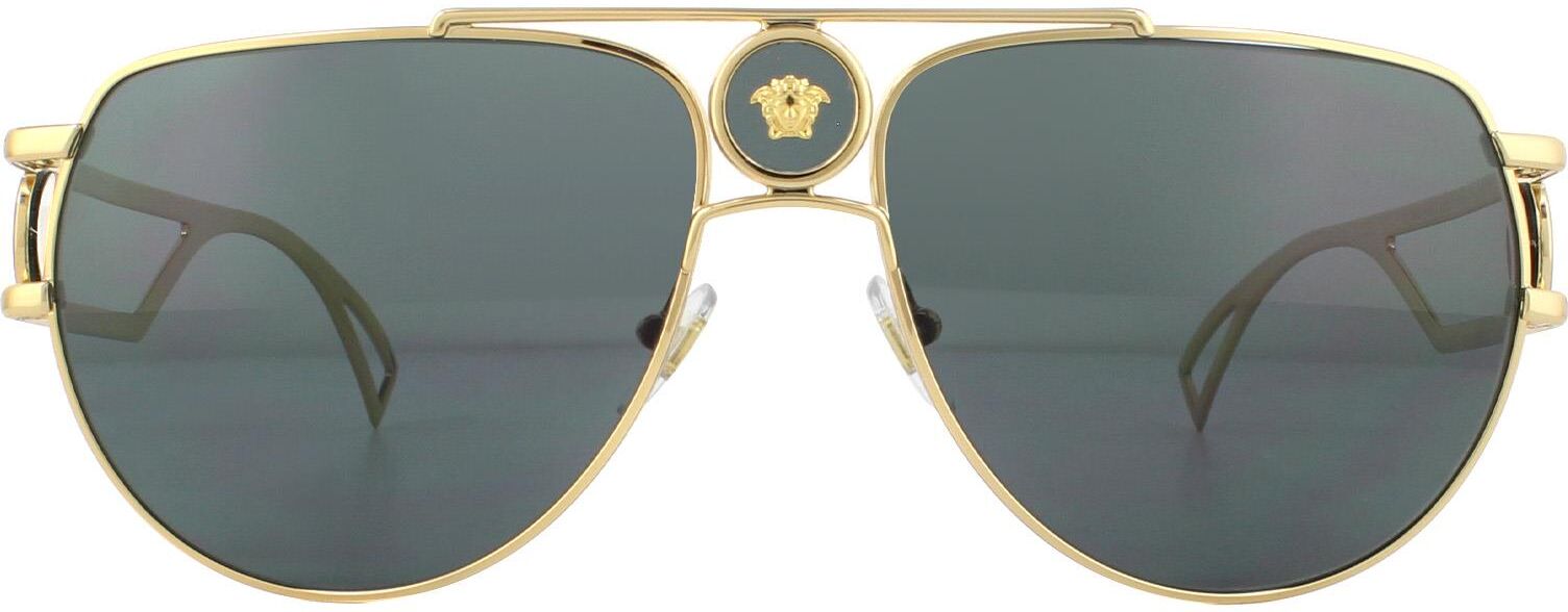 Versace Aviator Unisex Gold Grey Sunglasses Metal - One Size