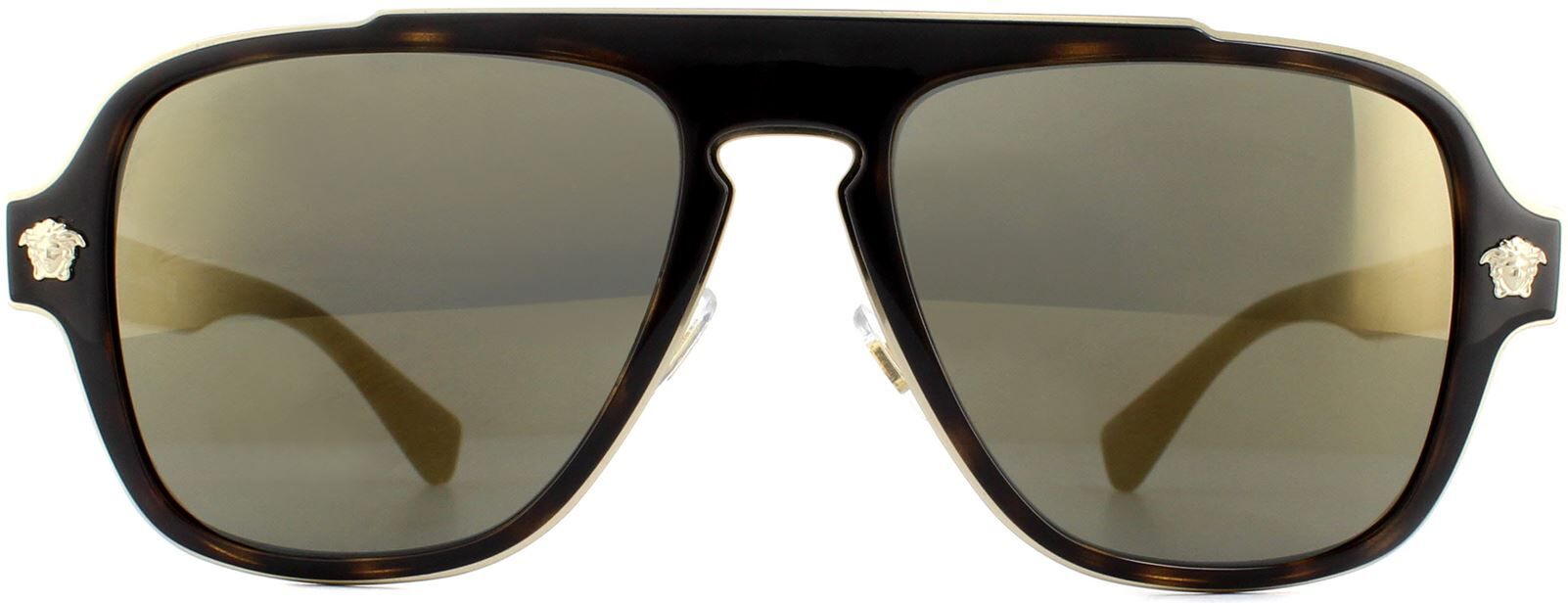 Versace Mens Sunglasses Ve2199 12524t Dark Havana Grey Mirror Gold - Brown Metal - One Size