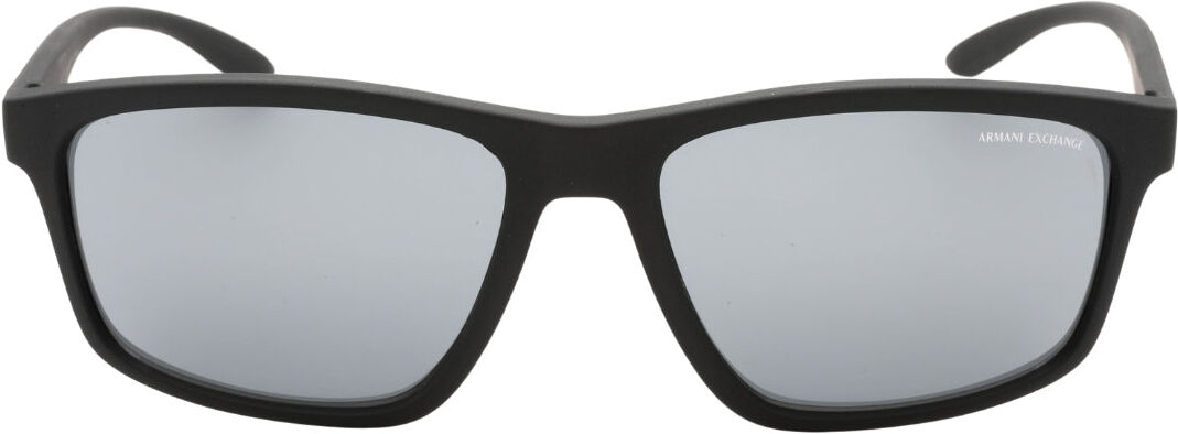 Armani Exchange Mens Light Grey Mirrored Lens Black Sunglasses - One Size