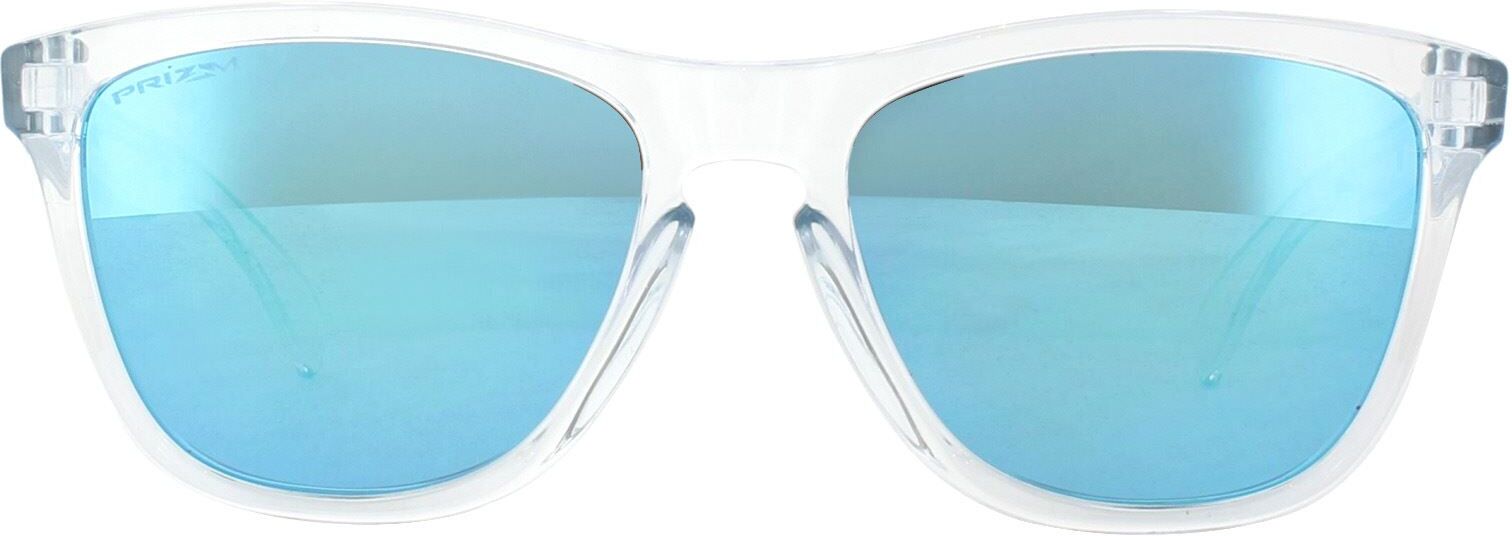 Oakley Rectangle Unisex Crystal Clear Prizm Sapphire Sunglasses Frogskins - White - One Size