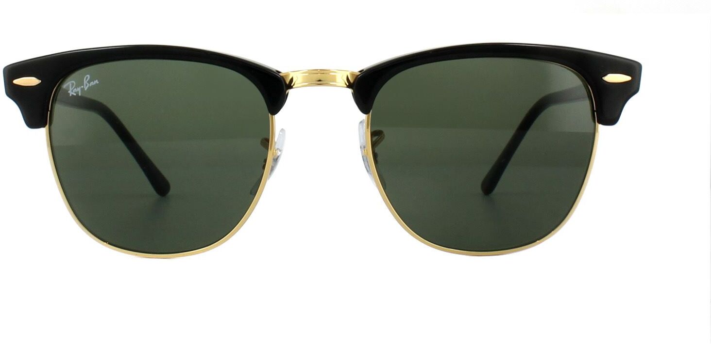Ray-Ban Unisex Sunglasses Clubmaster 3016 W0365 Black Green G-15 Large 51mm - One Size
