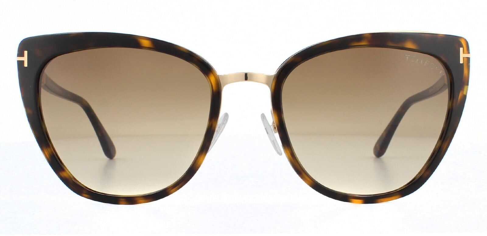 Tom Ford Womens Sunglasses Simona Ft0717 52f Shiny Dark Havana Brown Gradient Metal - One Size