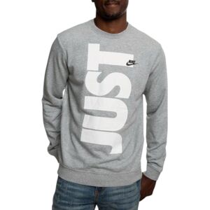 Nike Mens Sweatshirts Sportswear Just Do It Long Sleeve Regular Fit New Jumper - Grey Cotton - Size X-Large