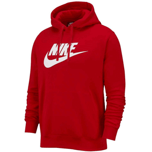 Nike Mens Hoodie Sportswear Club Fleece Graphic Pullover Sweat - Red Cotton - Size Small