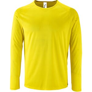 Sols Mens Sporty Long Sleeve Performance T-Shirt (Neon Yellow) - Size Medium Sols Mens Sporty Long Sleeve Performance T-Shirt (Neon Yellow) - Size Medium