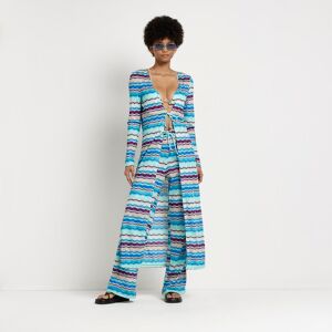 River Island Womens Kaftan Blue Stripe Longline Knit - Size X-Small River Island Womens Kaftan Blue Stripe Longline Knit - Size X-Small