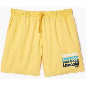 Lacoste Mens Mid Length Washed Effect Swim Trunks In Yellow - Size Small