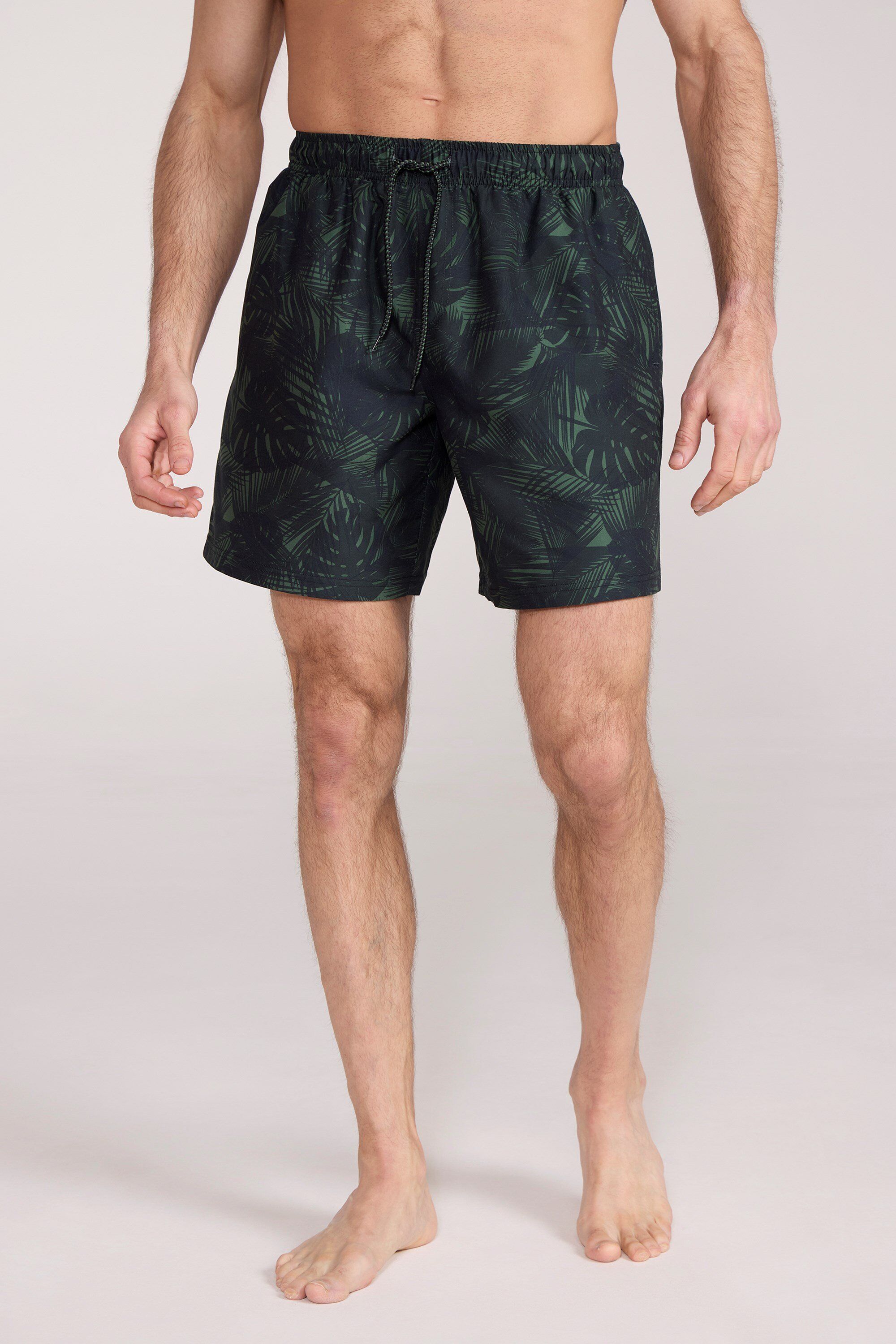 Mountain Warehouse 'Aruba' Mens Printed Swim Shorts Drawstring Quick Drying Swimming Trunks Dark Green - Size 2xs