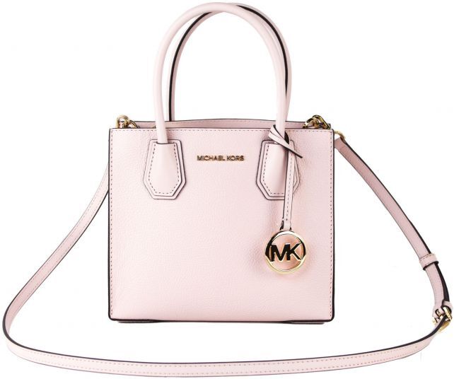 Michael Kors Womens Mercer Medium Leather Messenger Crossbody Handbag (Powder Blush Solid) - Pink - One Size