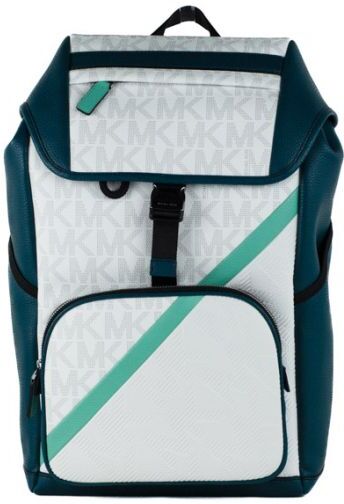 Michael Kors Womens Signature Cooper Sport Flap Lagoon Large Backpack Bookbag Bag - White/green Leather - One Size