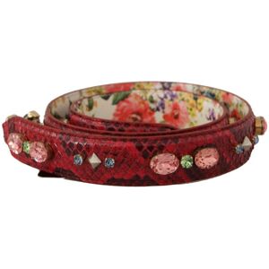 Dolce & Gabbana Womens Exotic Leather Reversible Shoulder Strap With Crystals - Red - One Size