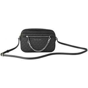 Michael Kors Womens Jet Set Item Large East West Signature Leather Zip Chain Crossbody Handbag (Black Pvc/black) - One Size
