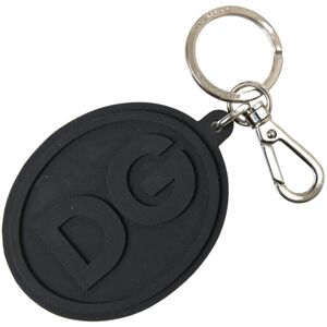 Dolce & Gabbana Womens Logo Engraved Brass Keychain With Rubber Detail - Black - One Size