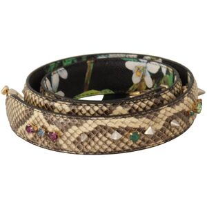 Dolce & Gabbana Womens Reversible Exotic Leather Shoulder Strap With Crystals - Beige - One Size