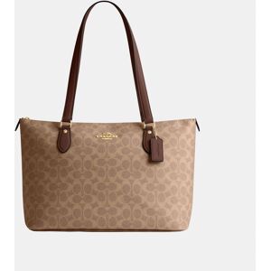 Coach Womens Gallery Tote In Signature Canvas - Dark Brown - One Size Coach Womens Gallery Tote In Signature Canvas - Dark Brown - One Size