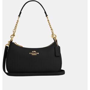 Coach Womens Teri Shoulder Bag In Refined Pebbled Leather With Chain Strap - Black - One Size Coach Womens Teri Shoulder Bag In Refined Pebbled Leather With Chain Strap - Black - One Size