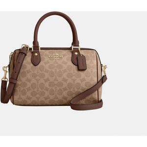 Coach Womens Rowan Satchel In Signature Canvas - Dark Brown - One Size Coach Womens Rowan Satchel In Signature Canvas - Dark Brown - One Size