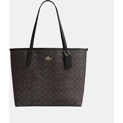 Coach Womens City Tote In Signature Canvas - Beige - One Size Coach Womens City Tote In Signature Canvas - Beige - One Size