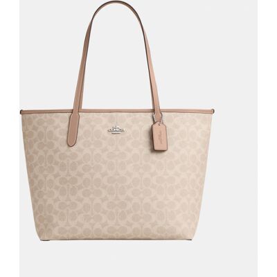 Coach Womens City Tote In Signature Canvas - Beige - One Size Coach Womens City Tote In Signature Canvas - Beige - One Size