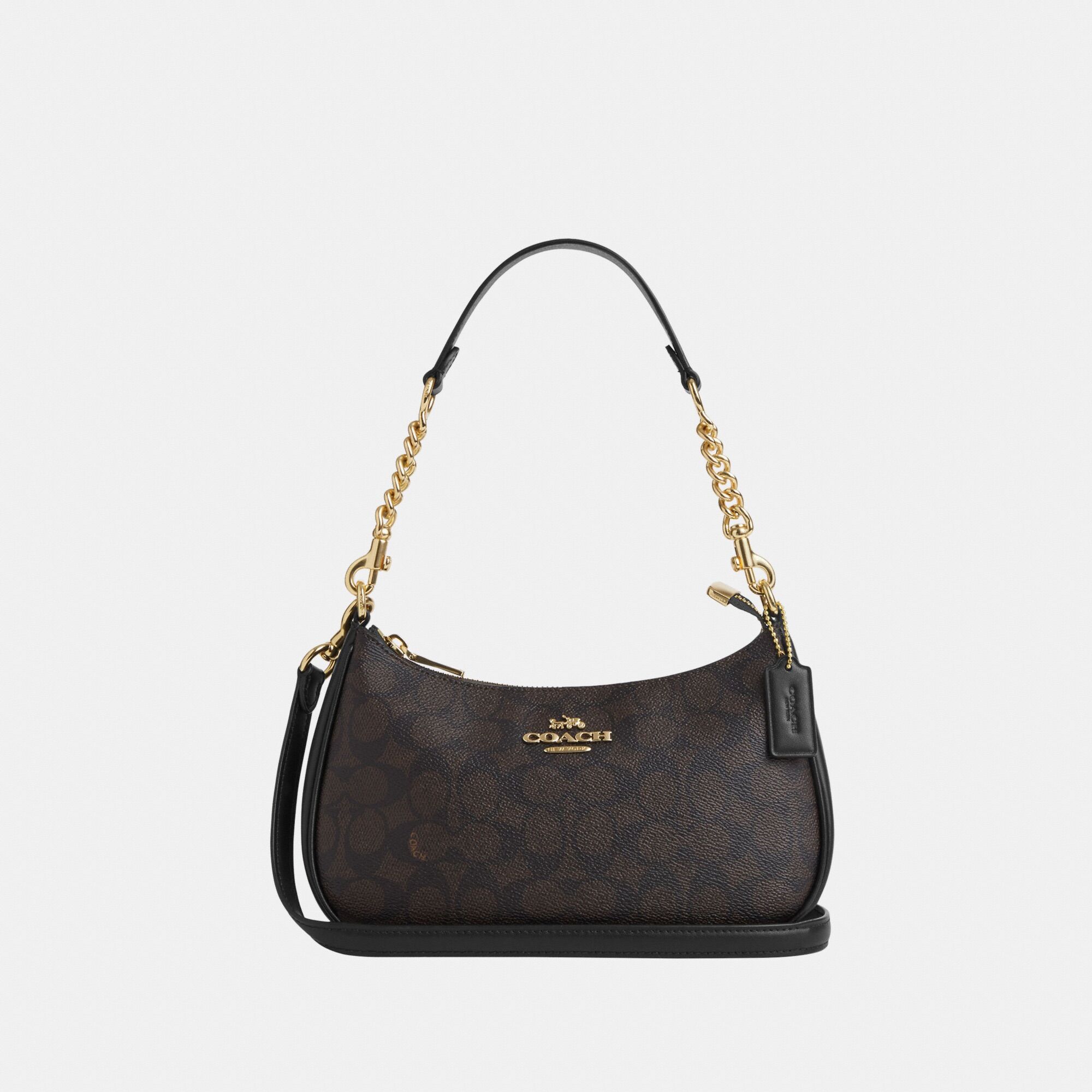 Coach Womens Teri Shoulder Bag In Signature Canvas With Chain Strap - Beige - One Size