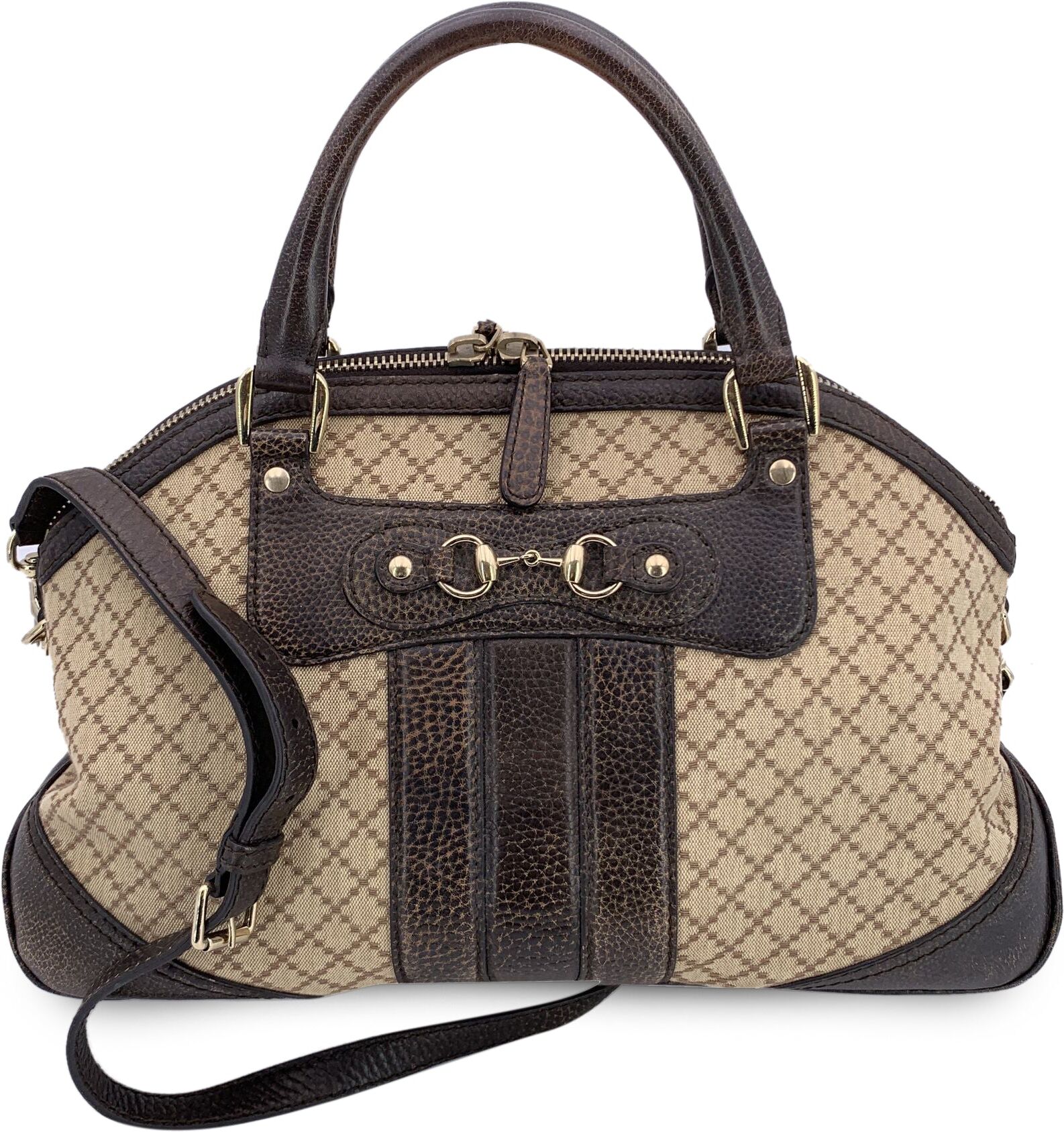 Gucci Pre-Owned Womens Cloth Handbag Catherine Satchel - Beige Cotton - One Size