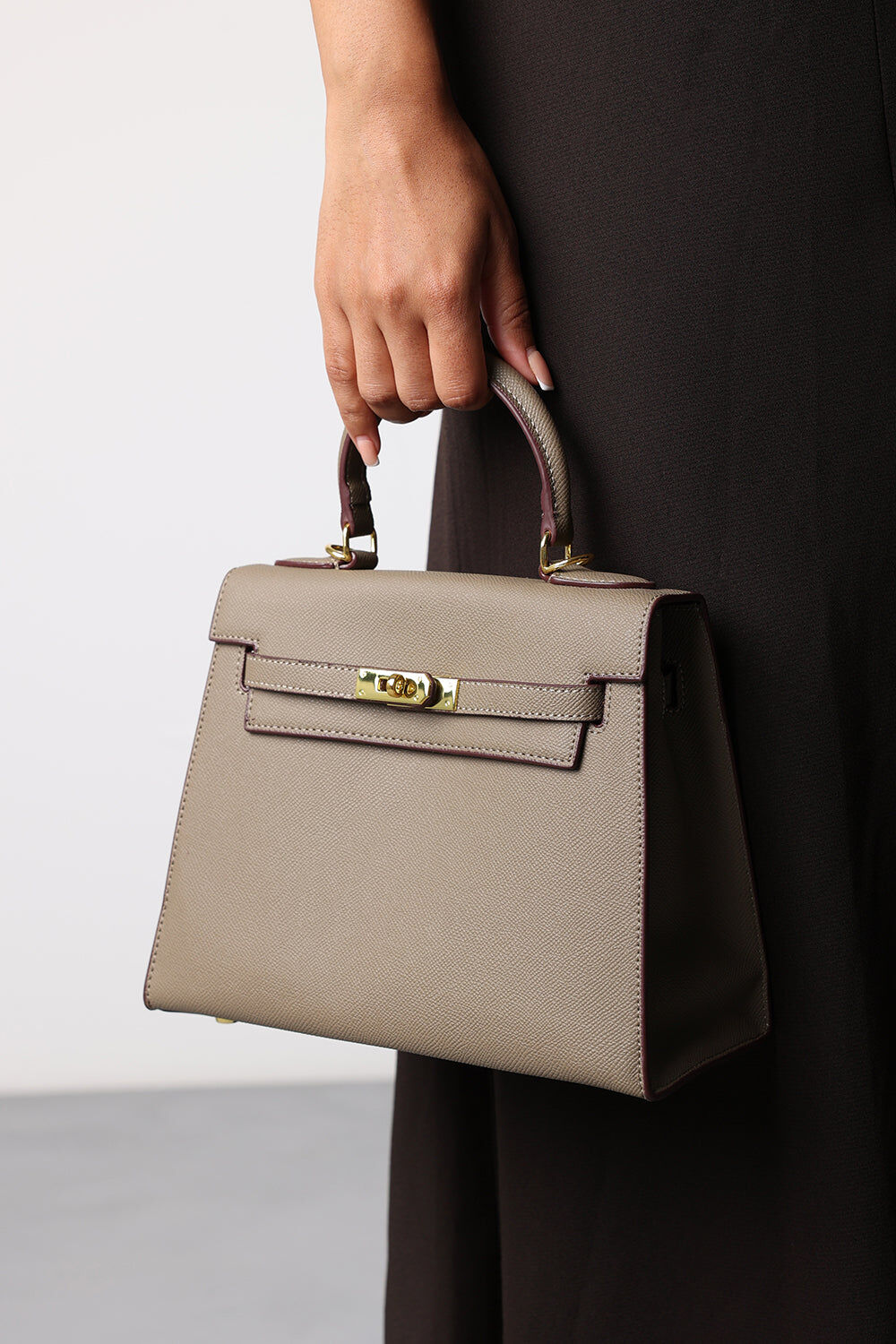 Where'S That From Wheres Womens 'Lluvia' Top Handle Satchel Mini Tote Bag With Turn-Lock Closure - Taupe - One Size