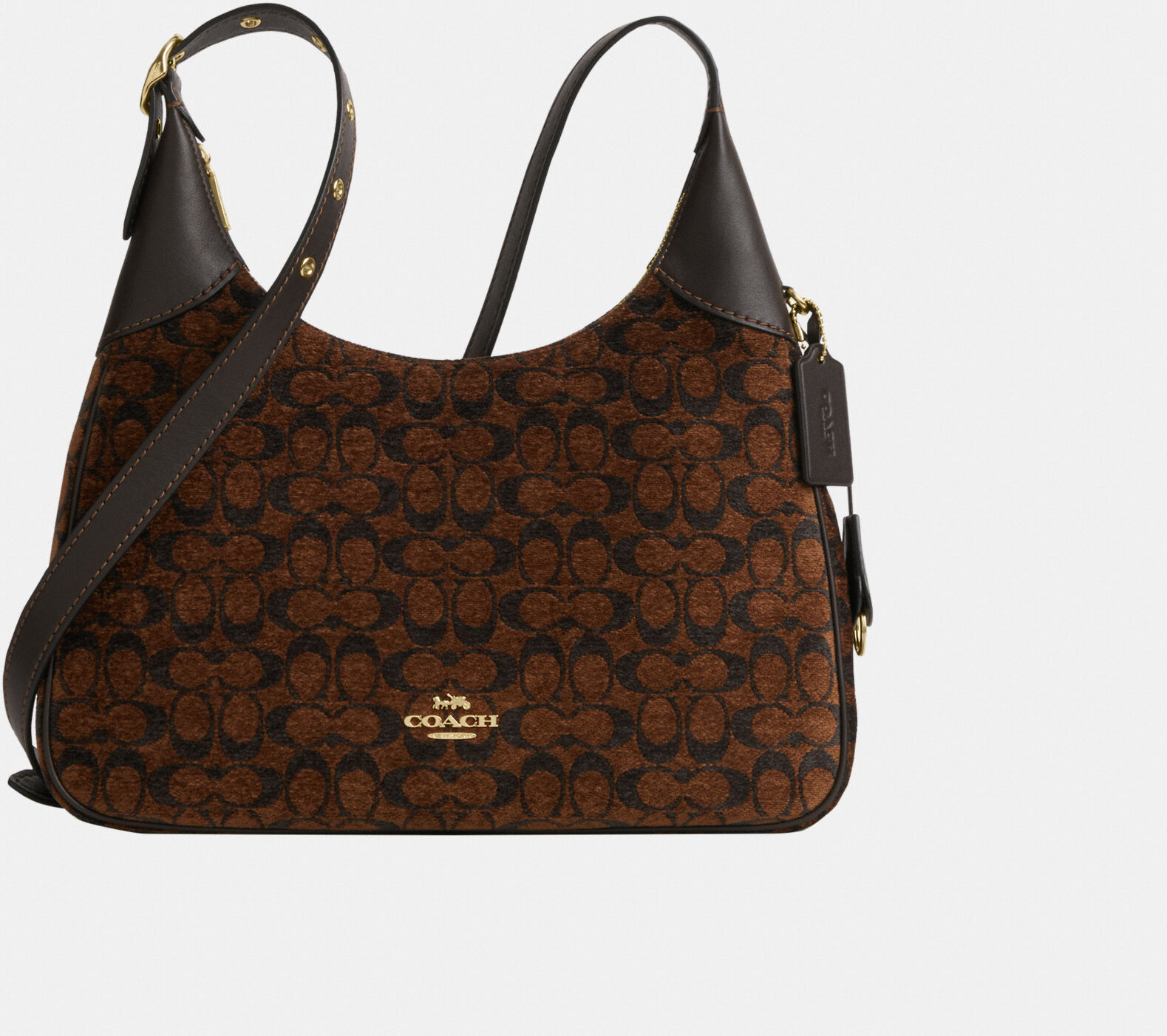 Coach Womens Ella Shoulder Bag In Signature Chenille - Brown - One Size