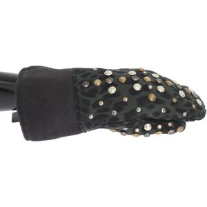Dolce & Gabbana Mens Wool Shearling Studded Leopard Gloves - Grey - Size 9 (Gloves)
