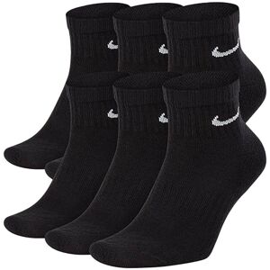 Nike Sx7669 Unisex Everyday Cushion Ankle Training Socks (6 Pairs) Black Cotton - Size Large