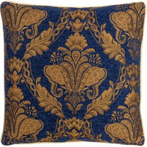 Paoletti Shiraz Traditional Jacquard Pipe Trimmed Large Cushion Cover - Navy - Size 45 Cm X 45 Cm Paoletti Shiraz Traditional Jacquard Pipe Trimmed Large Cushion Cover - Navy - Size 45 Cm X 45 Cm