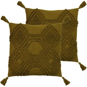 Furn. Halmo Cushions (Twin Pack) - Green Cotton - Size 45 Cm X 45 Cm Furn. Halmo Cushions (Twin Pack) - Green Cotton - Size 45 Cm X 45 Cm
