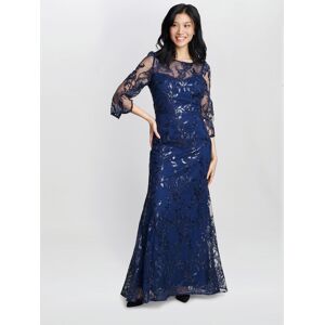 Gina Bacconi Womens Jordana Beaded Maxi Dress With Illusion Sleeves - Navy - Size 10 Uk Gina Bacconi Womens Jordana Beaded Maxi Dress With Illusion Sleeves - Navy - Size 10 Uk