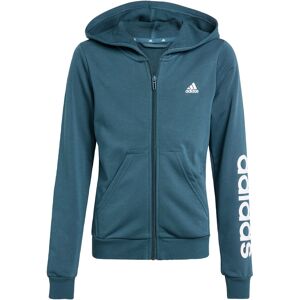 Adidas Sportswear Childrens Unisex Essentials Linear Logo Full-Zip Hoodie - Teal Cotton - Size 7-8y Adidas Sportswear Childrens Unisex Essentials Linear Logo Full-Zip Hoodie - Teal Cotton - Size 7-8y